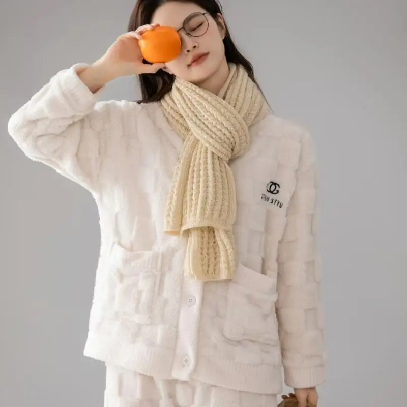 امرأة منامة دعوى فتاة الشتاء المرجان الصوف الحلو روب للنوم الدفء سترة جديدة Homewear الفانيلا ثوب النوم مجموعة بالجملة
