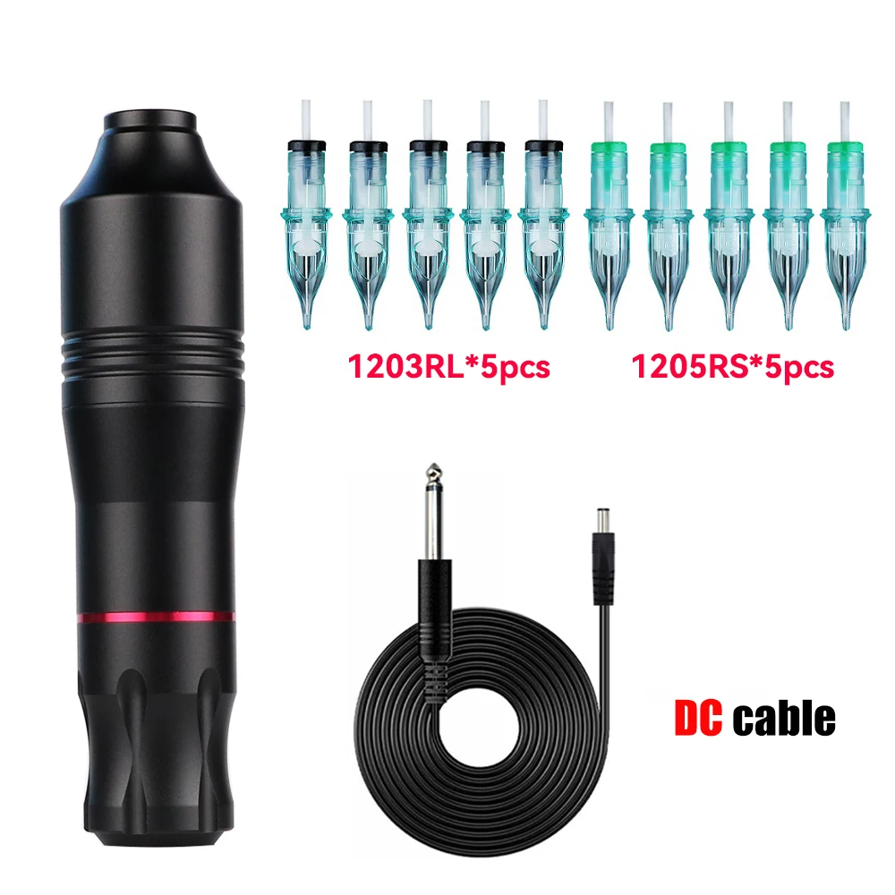 

Professional Rotary Tattoo Machine Set Permanent Makeup Pen DC Jack with 10pcs Cartridge Needles For Body Art Beginner
