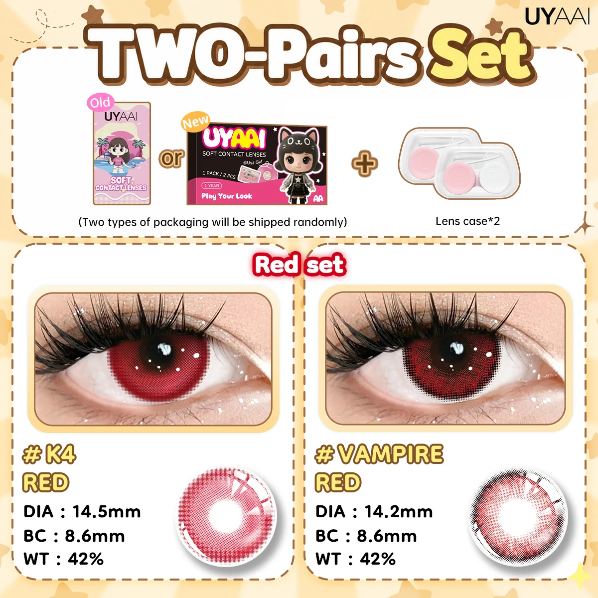 UYAAI [2 Paar Set] Farbkontaktlinsen für Damen, Make-up, grüne Linsen, natürliche graue Pupillen, kosmetische braune Kontaktlinsen, schwarze Linsen – Detail 13