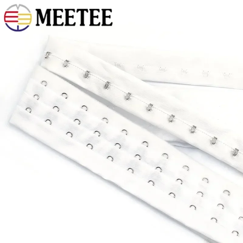 1/2Yards Meetee 3 Rows Bra Extender Underwear Adjust Hook and Eye Corset Extension Strap Ribbon Tape DIY Decor Sewing Accessory