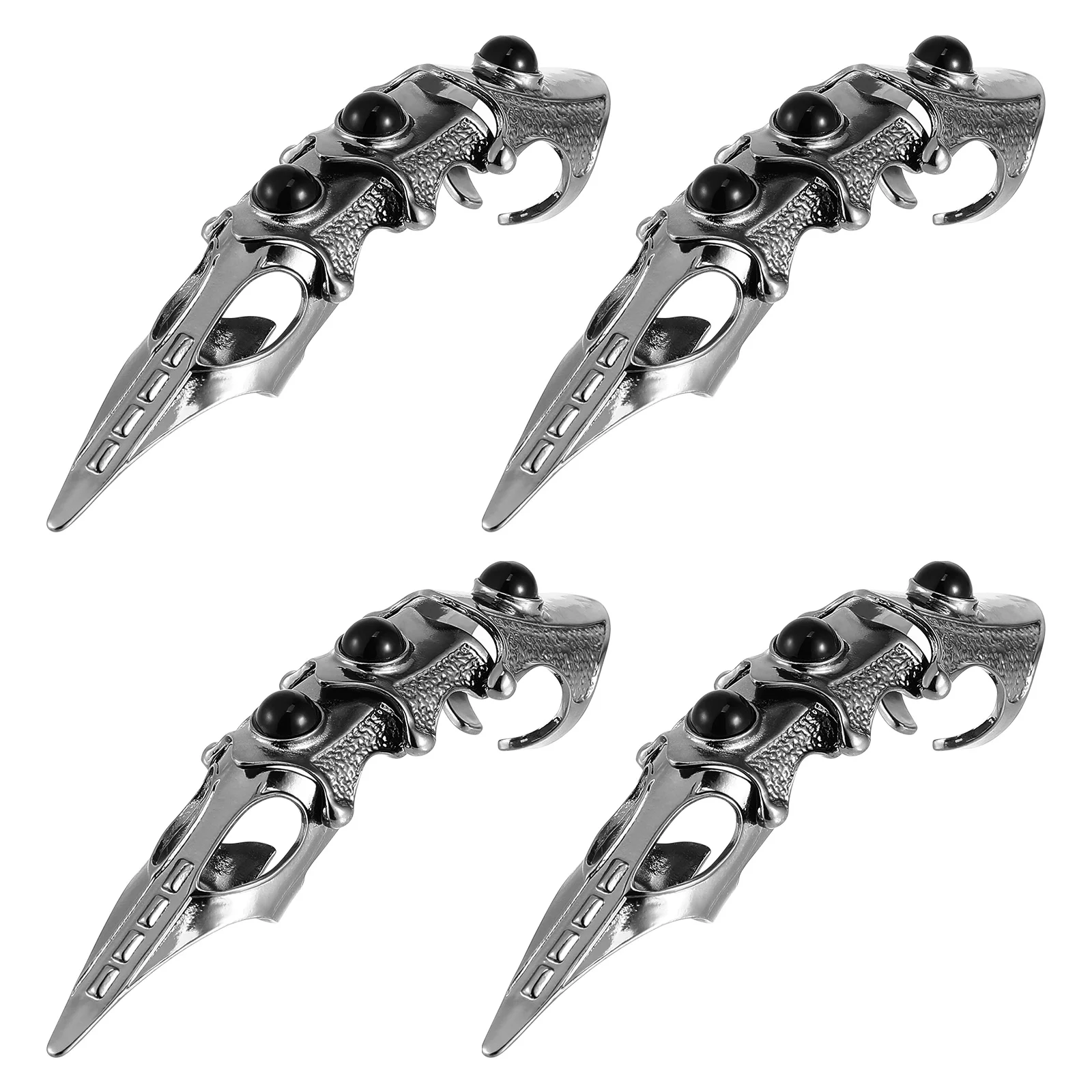 

2PCS Full Finger Open Rings Gothic Vintage Alloy Hinged Activity Man Skull for Halloween Party Elegant Jewelry Gift