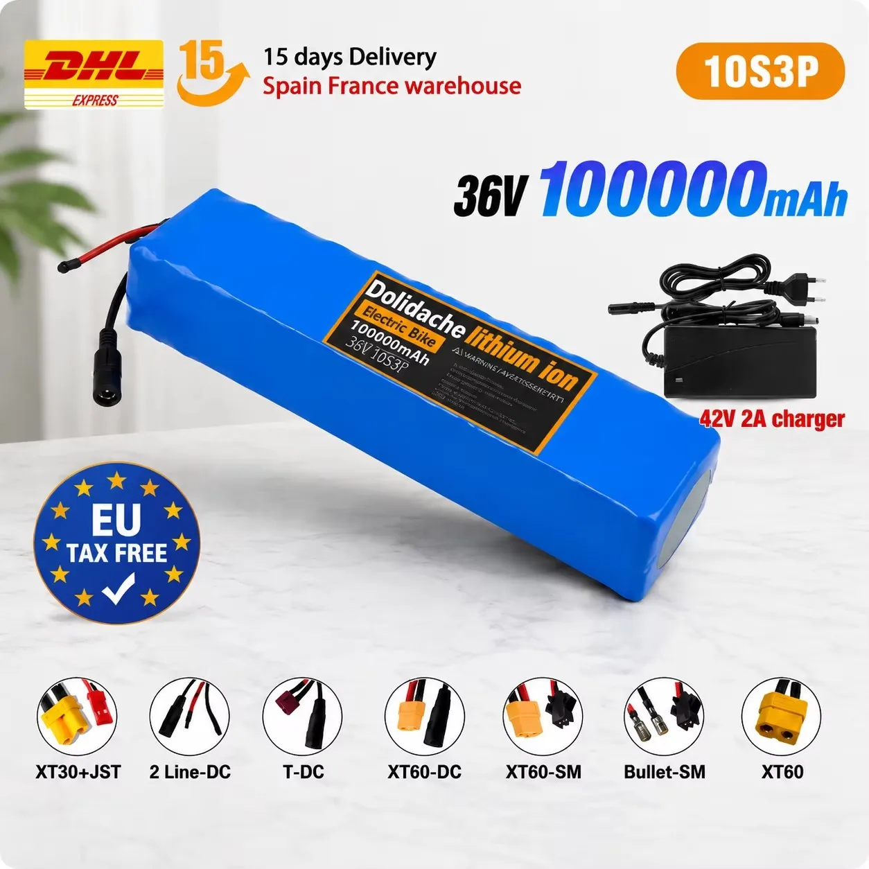 Batterie lithium-ion rechargeable 10S3P 36V 100000mAh avec BMS intégré et boîtier étanche, adaptée aux scooters électriques à moteur 1000W