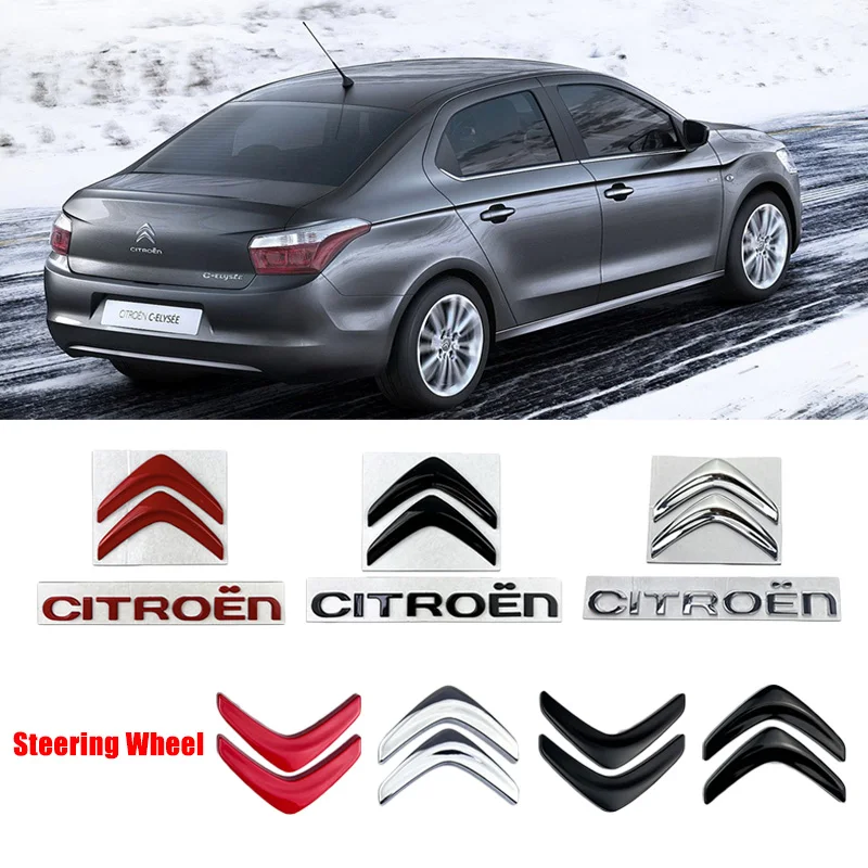 Badge d'emblème avant et arrière de voiture en métal, Badge de volant pour citroën C1 C2 C3 C4 C5 Elysee Picasso, accessoires de remplacement avec Logo