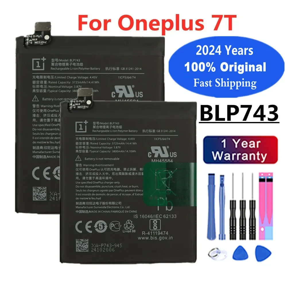 

2024 Years BLP743 3800mAh Original Replacement Battery For 1+ OnePlus 7T One Plus 7T Smart Mobile Phone Battery Bateria In Stock