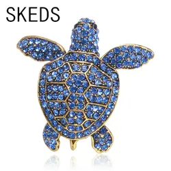 SKEDS Fashion Women Creative Luxury Crystal Turtle Brooch Jewelry Casual Rhinestone Metal Animal Suit Clothing Accessories Pins