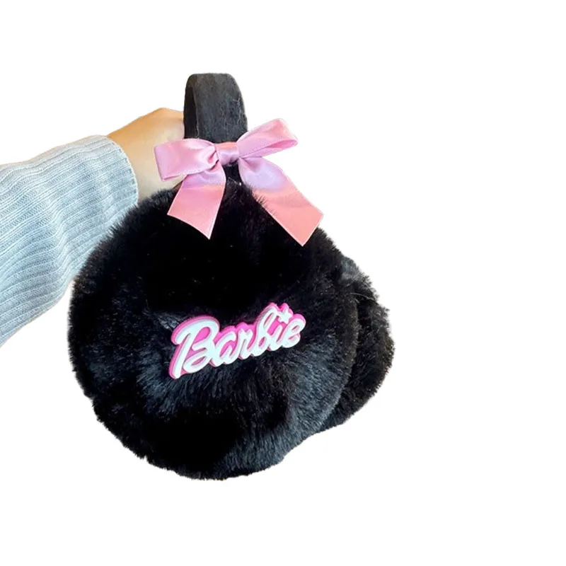 Soft Barbie Plush Ear Warmer Anime Kawaii Girls Winter Warm Women Fashion Black Earflap Outdoor Cold Protection EarMuffs Cover