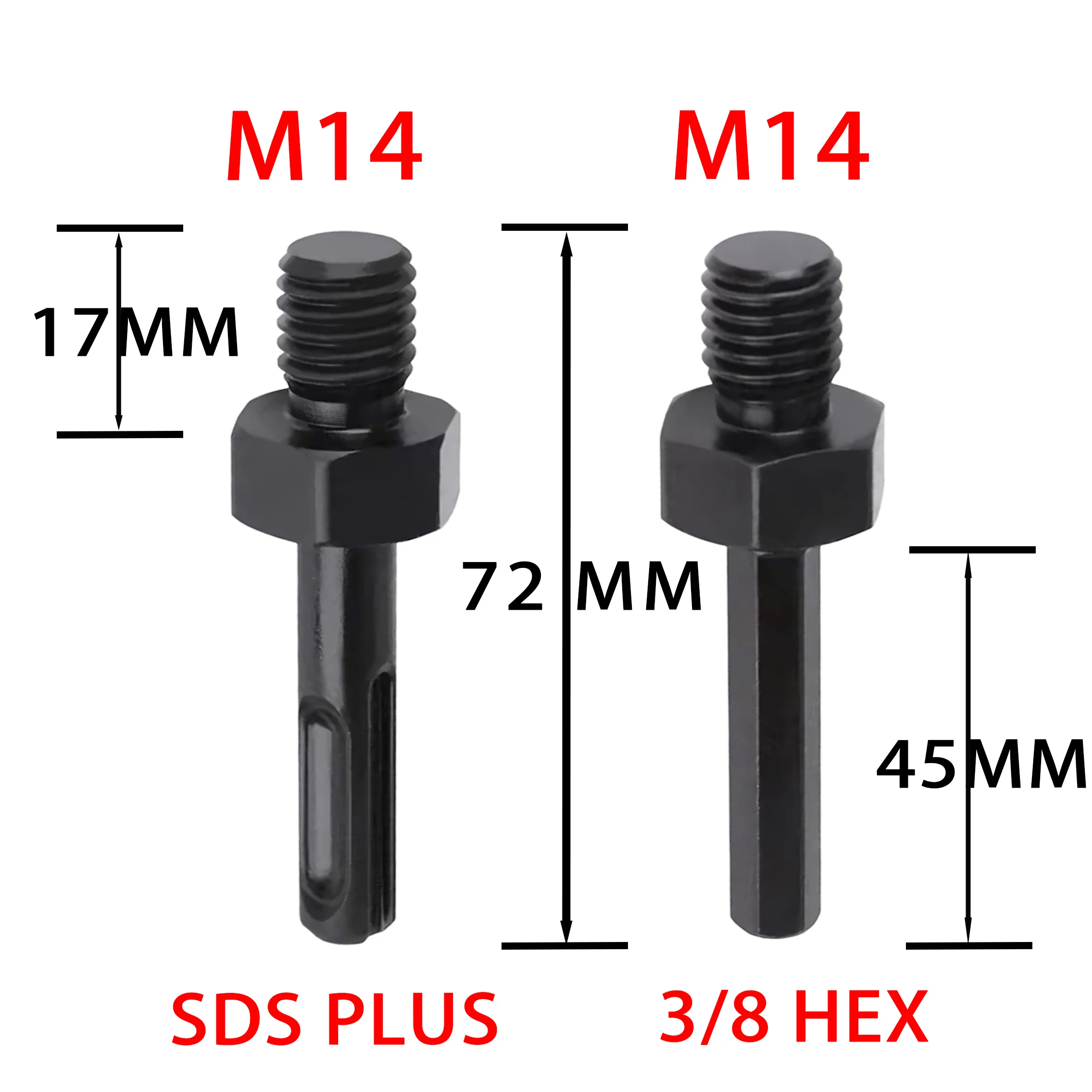 Layzen M14 Thread To 3/8 Hex SDS Plus Shank Adapt Suitable For Diamond Core Bits Hole Saw Fitted On Hammer Electric Drill