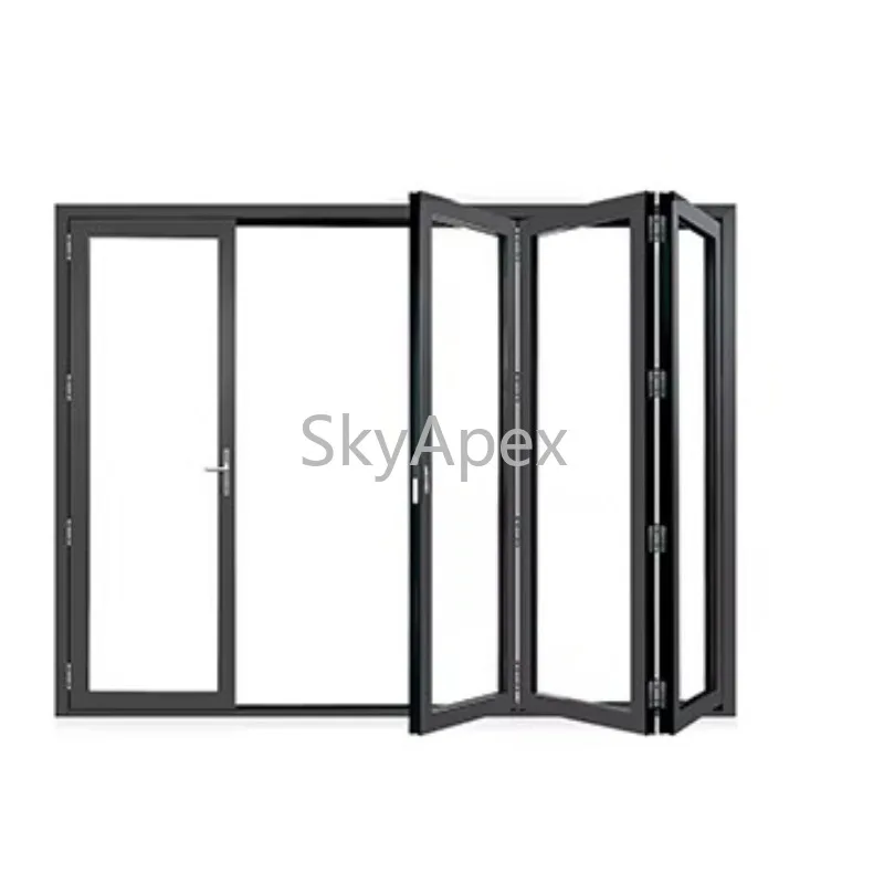 

Modern Waterproof Tempered Glass Aluminium Foldable Bi Fold Doors For Bathroom Bedroom Villa Outdoor Use Soundproof Heavy Duty