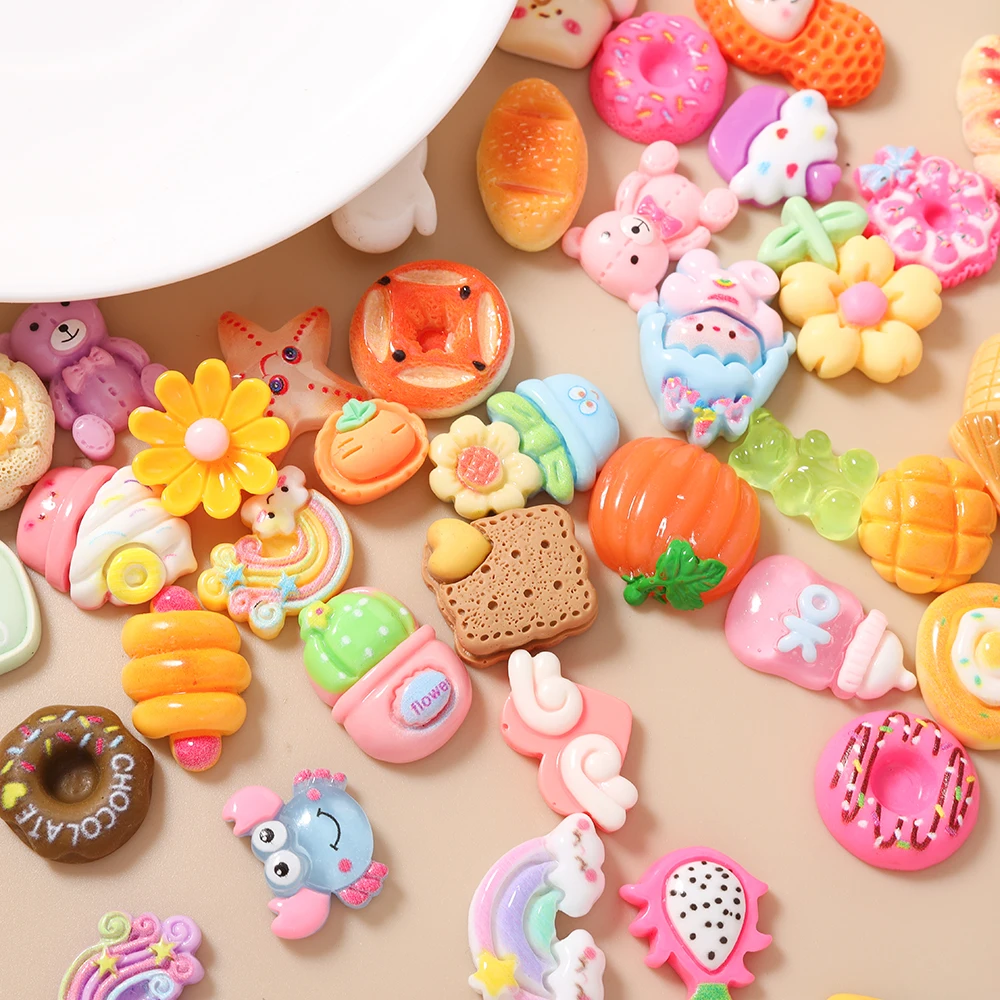 Leslie Mixed 5/20pcs Cute Resin Flower Fruit Animal Charm Cabochon DIY Nail Arts Phone Case Pendant For Jewelry Making Findings