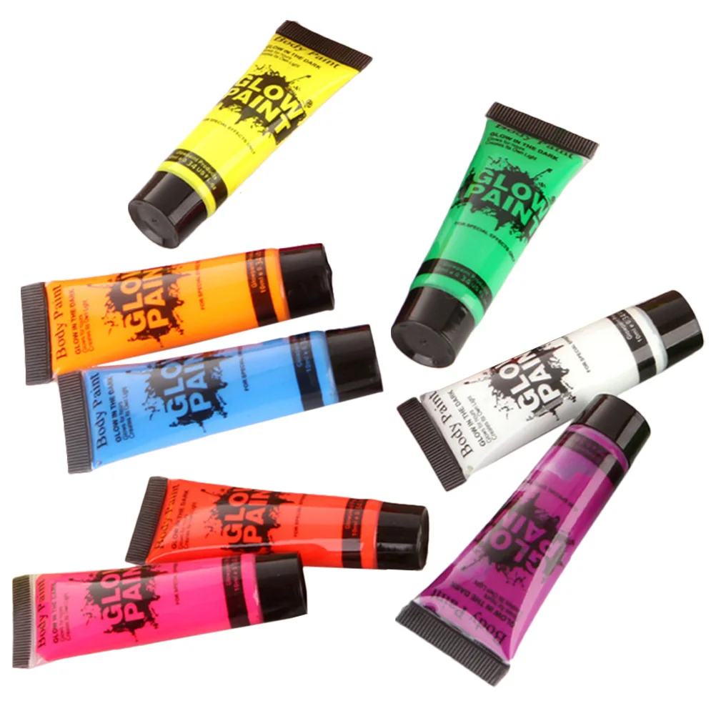 

8Pcs Glow in The Dark Face Paint Fluorescent Neon Body Paint Makeup for Halloween Party Masquerade Carnival Performance