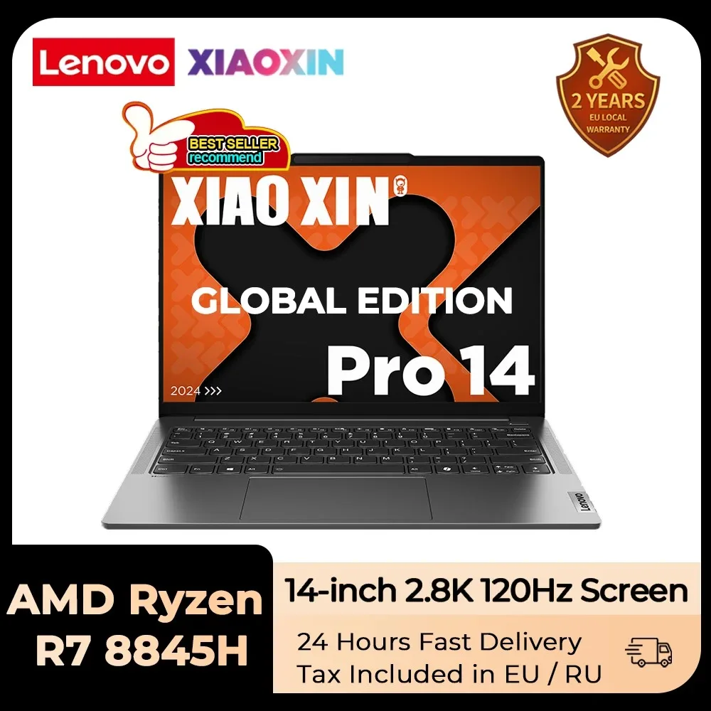 لاب توب لينوفو Xiaoxin Pro 14 AI Ultrabook 2024 Ryzen 7 8845H 16GB/32GB LPDDR5X 1T/2T SSD 14 بوصة 120 هرتز شاشة كمبيوتر محمول