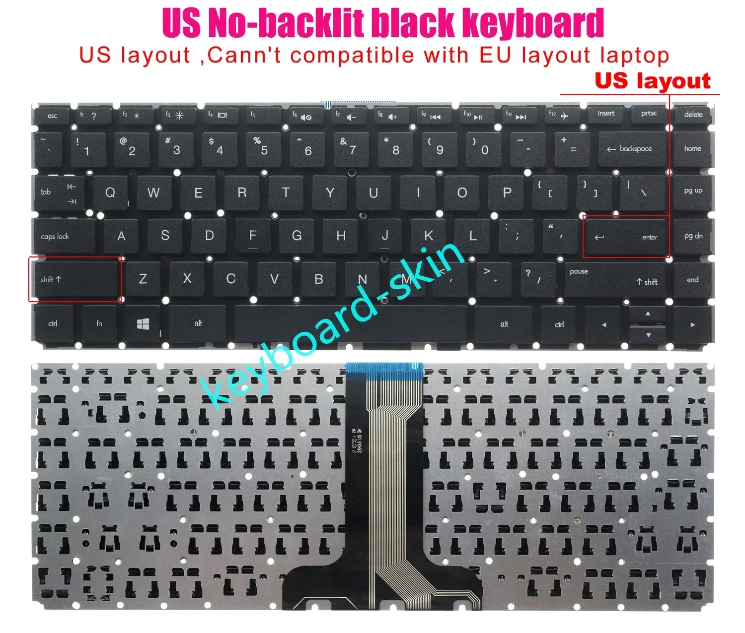 New US keyboard No-frame No-backlit for HP 240 G6, 245 G6, 246 G6 14-ba 14T-ba 14-bc 14-be 14-bf 14-bk 14-bw 14-bp laptop