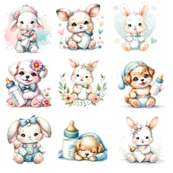 Cute Dog Rabbit Playful Sticker Iron-on Decal Suitable for T-Shirt Bag Colorful Creations Strong viscosity DIY Decoration