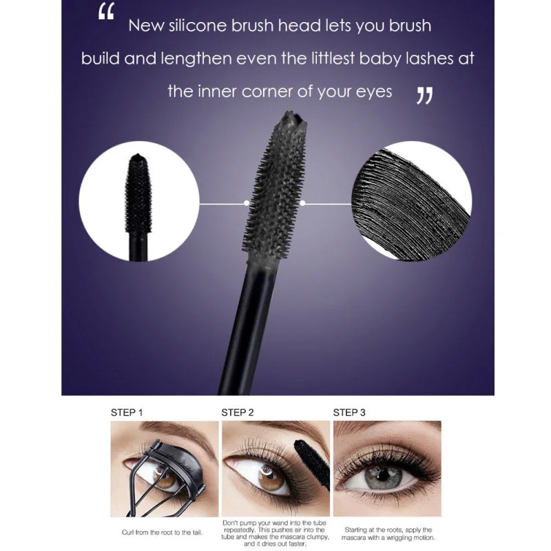 Occhio spesso 5D impermeabile Nero 24 ore di arricciatura lunga Trucco naturale spesso impermeabile Occhio ad asciugatura rapida Nero