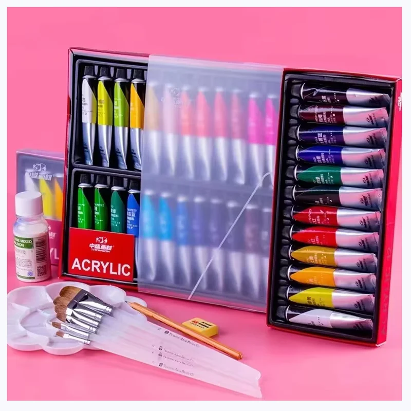

20Ml Professional Acrylic Paint Set For Painting 12/24 Colors Fabric Paint For Textiles Wall Drawing Glass Paint Art Supplies