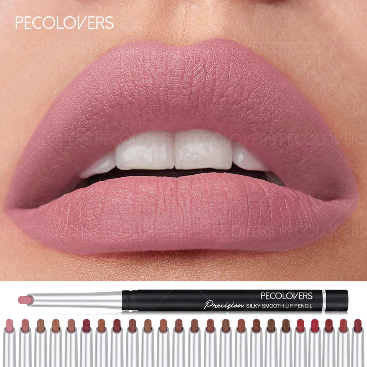 قلم تحديد الشفاه المخملي ومقاوم للماء ومقاوم للعرق وسهل الإنزلاق، قلم مكياج عاري، أداة مكياج طويلة الأمد