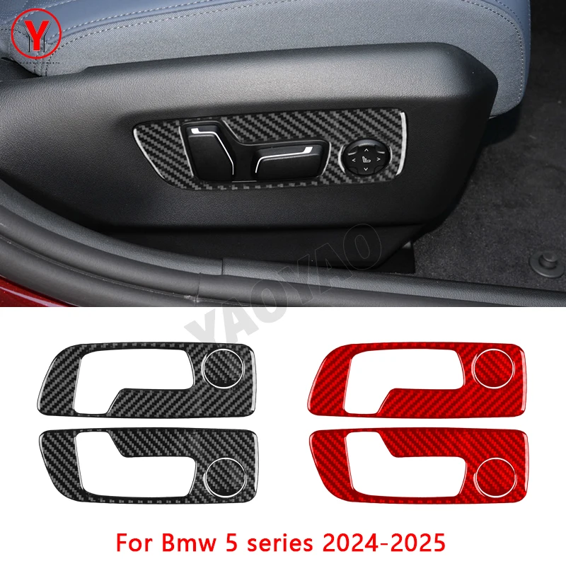 

Carbon Fiber Seat Adjustment Control Panel Trim Cover Car Accessories Decoration Sticker For BMW 5 Series i5 G60 G68 2024 2025