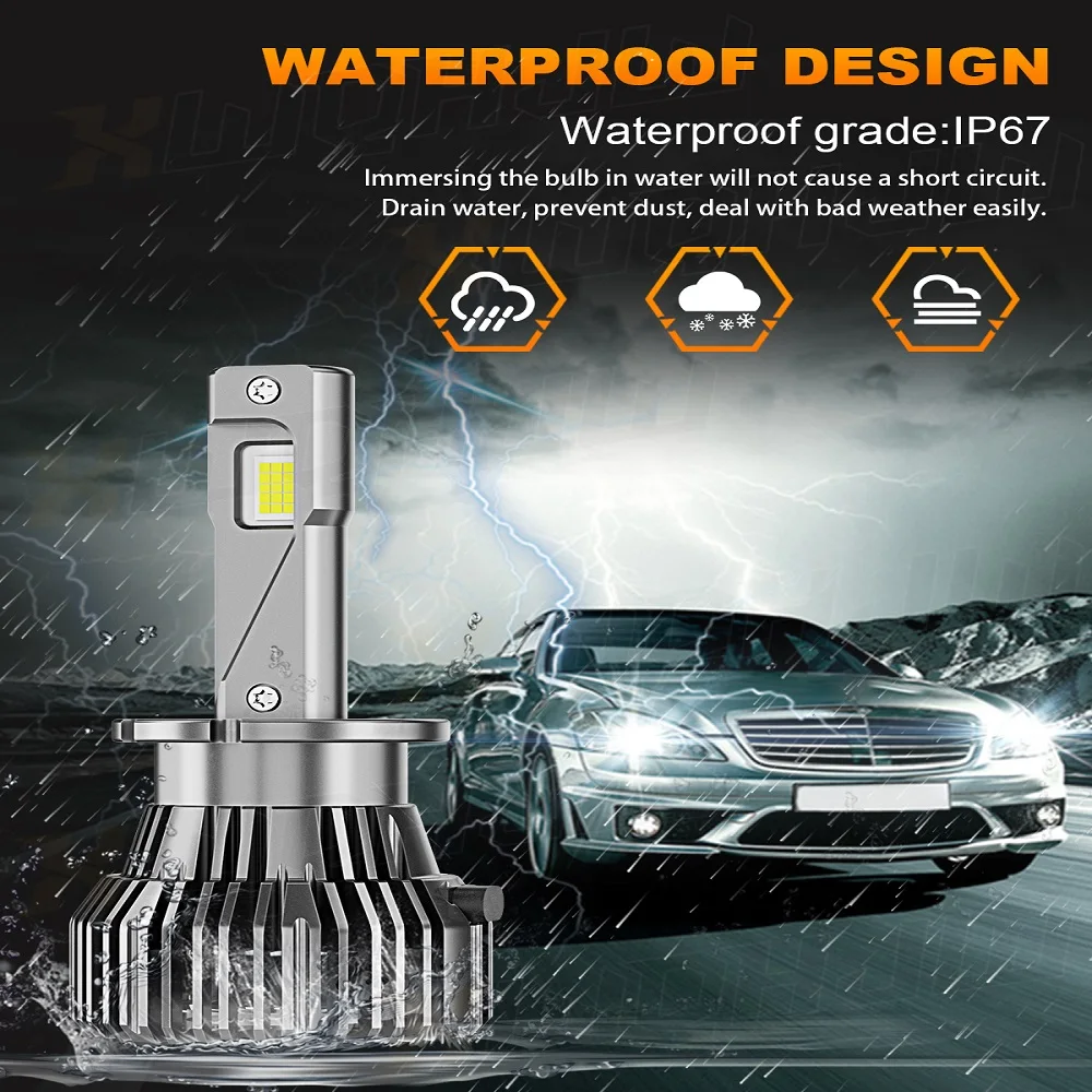 XWQHJW 2PCS Car lights HC-D2S Super Bright LED Headlights High Low Beam Fog Light Bulb White 6000K Minisize Car accsesories