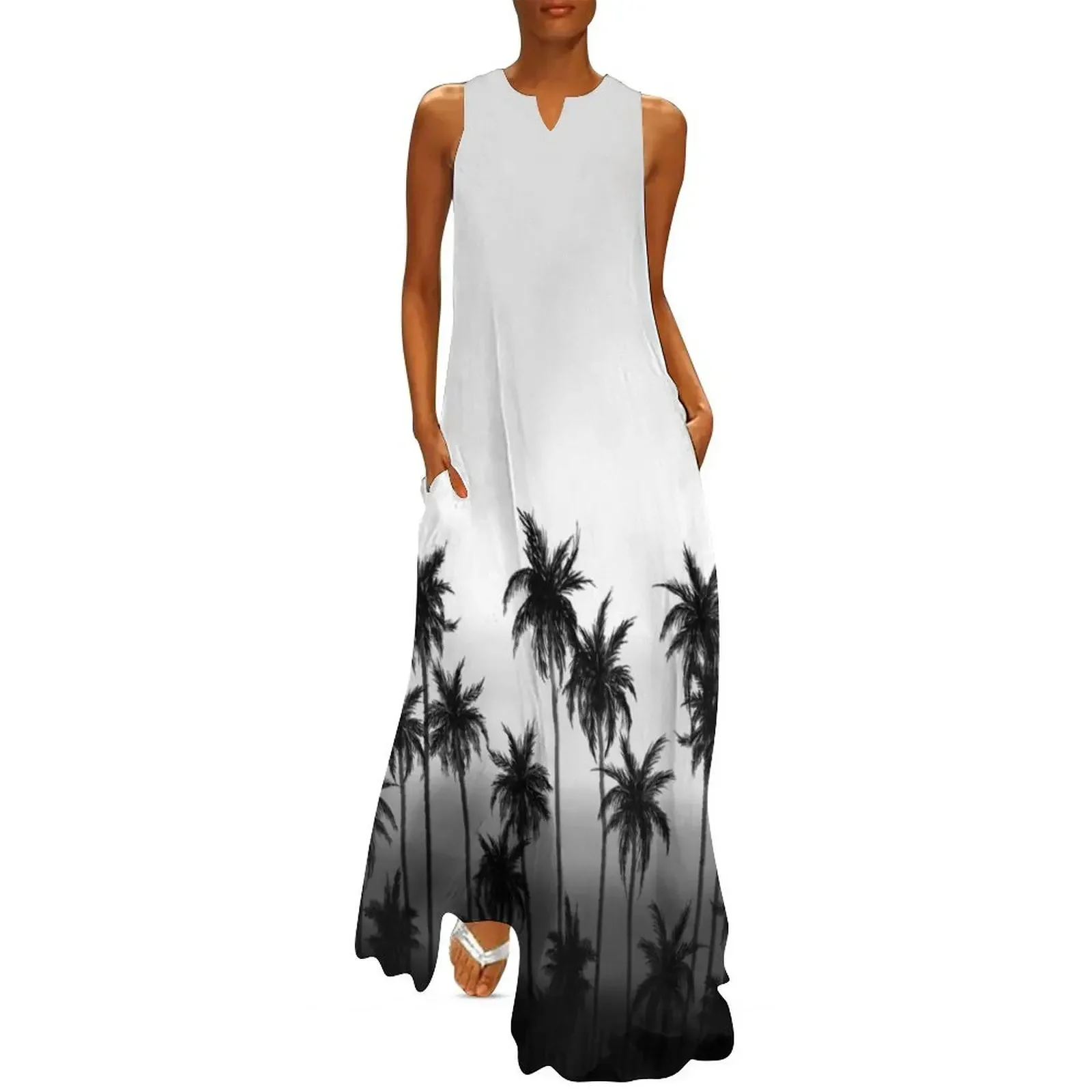 

Black and White Palm Tree Long Dress Elegant gown luxury woman party dress summer dresses women 2025 Party dresses Dress