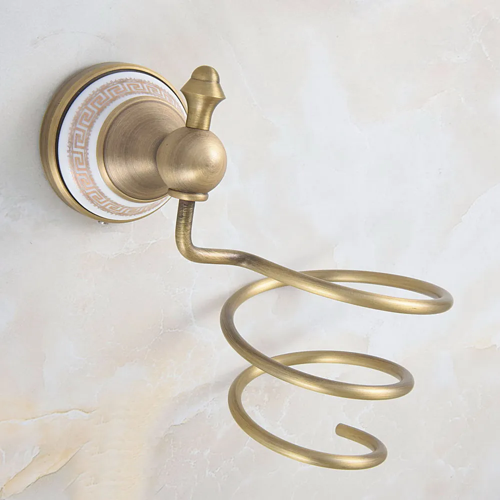 

Полки для ванной комнаты, настенный держатель для фена, античная латунь, стойка для фена, аксессуары для ванной комнаты, полки для хранения Nba579