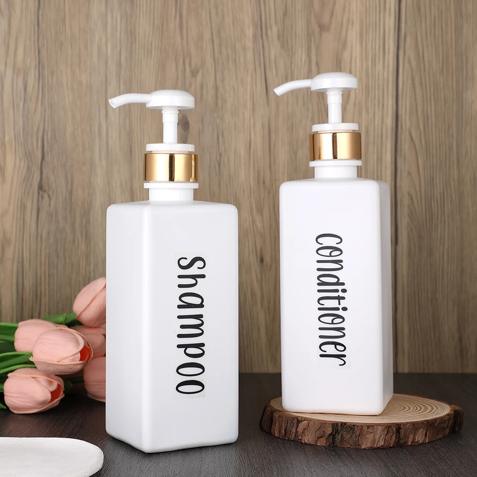 650ml Bathroom Shampoo Dispenser Bottle Gold Design Pump Bottle Refillable Shower Gel Lotion Body Wash Empty Plastic Bottle