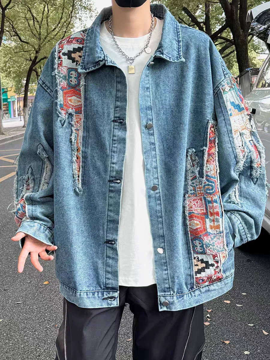 Spring Autumn Blue Denim Coat Retro Embroidery Denim Jacket 2025 New Women Jacket Fashion Loose Coat