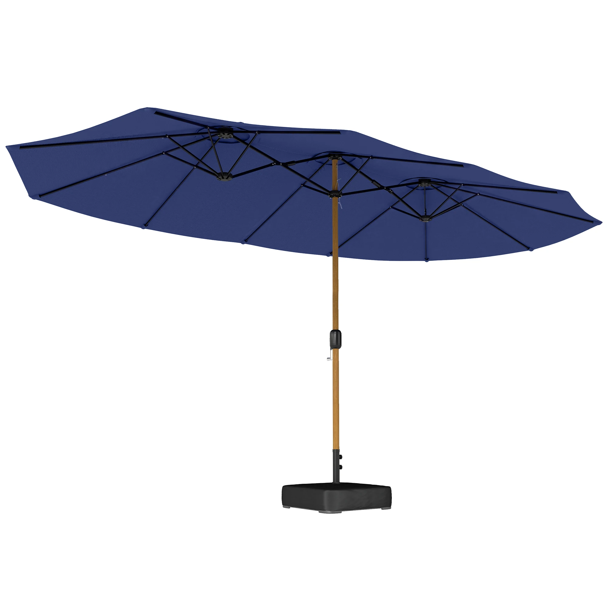 Outsunny Sombrilla Doble 4,7x2,8 m con Base Incluida Manivela Sacos de Arena