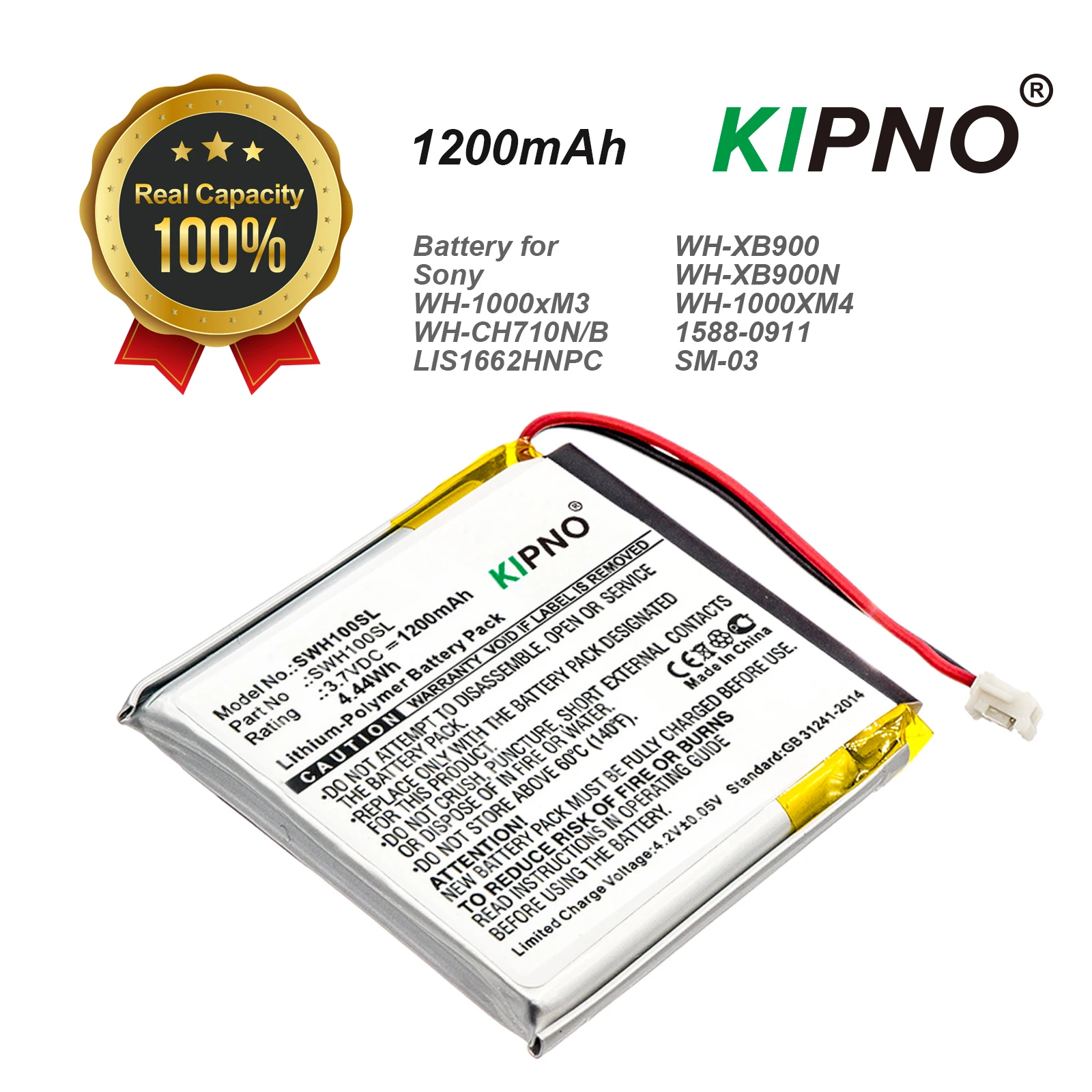 

KIPNO 1200mAh Battery LIS1662HNPC for Sony WH-1000xM3, WH-1000XM4, WH-CH710N/B, WH-XB900, WH-XB900N