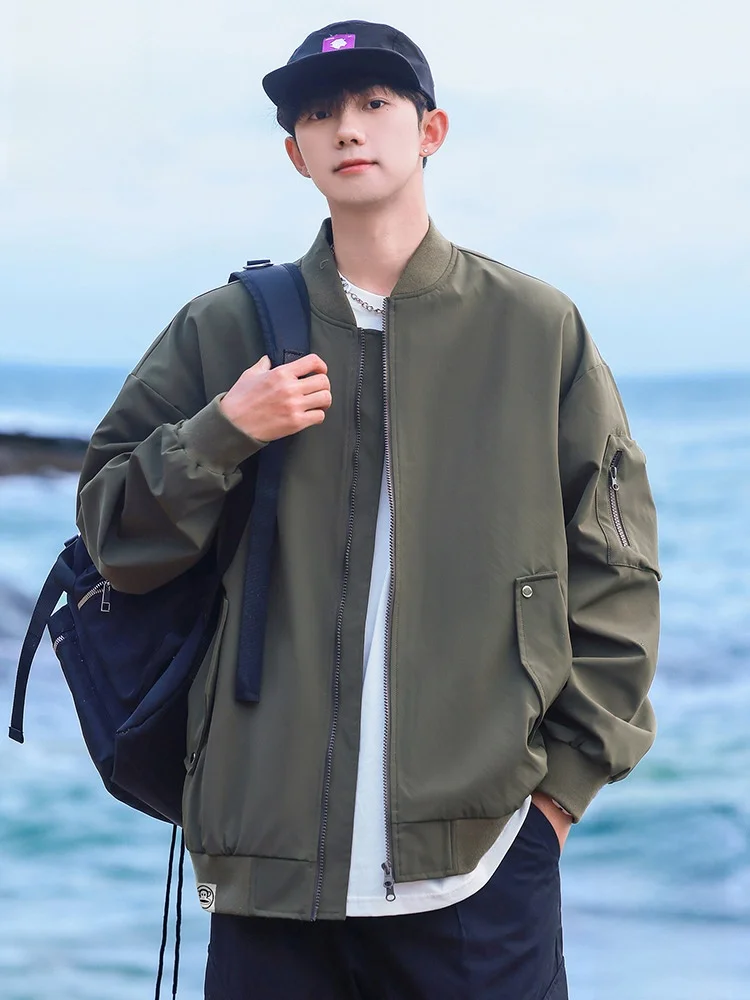 

PaulFrank Large Mouth Monkey een Military Flight Jaet Men's Autumn New American Casual Baseball Collar Coat Loose Fit