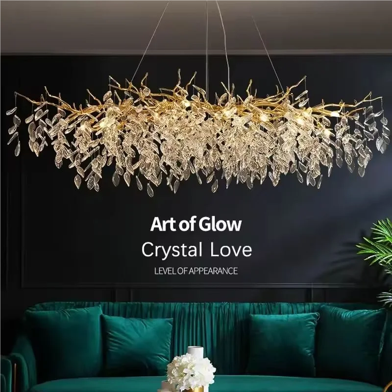 

Luxury Gold Crystal LED Chandeliers Living Dining Room Bedroom Lighting Lustre Ceiling Pendant Lamps Indoor Villa Lights Fixture
