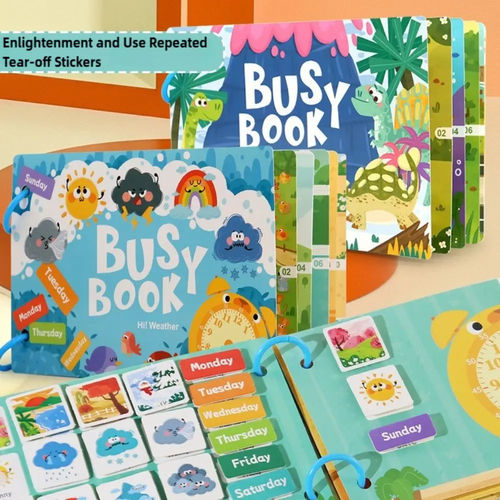 

2025 Montessori Baby Busy Book Matching Game Repeatable Quiet Stickers Book Education Toy Enlightenment Word Recognition