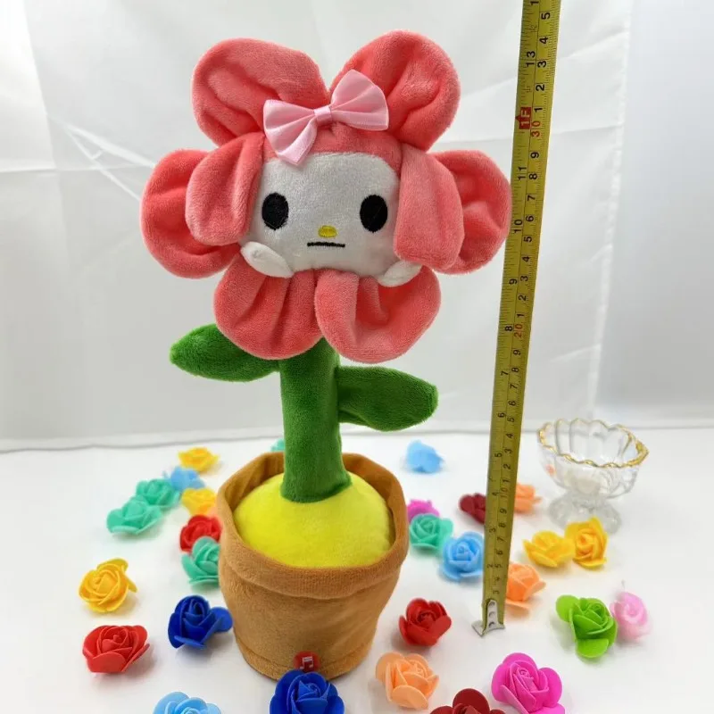 Sanrio Dancing Talking Cactus para niños, Kuromi Hello Kitty, canto, grabación de imitación, repetición de lo que dices, juguete divertido de girasol