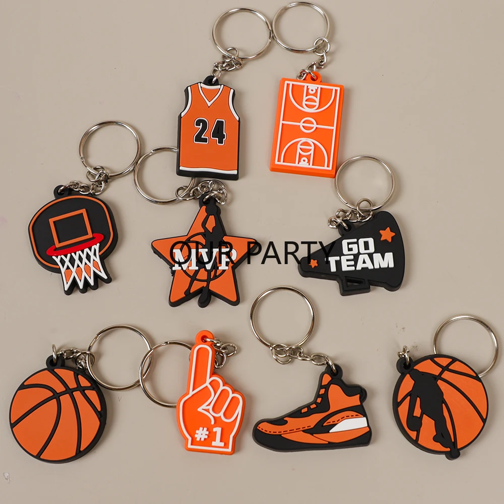 9 Stück PVC-Schlüsselanhänger mit Basketball-Thema, Mannschaftssport-Rucksack-Anhänger für Kinder, Jungen, Geburtstagsparty, Gastgeschenke, Goodie-Bag, Pinata-Füller – Detail 4