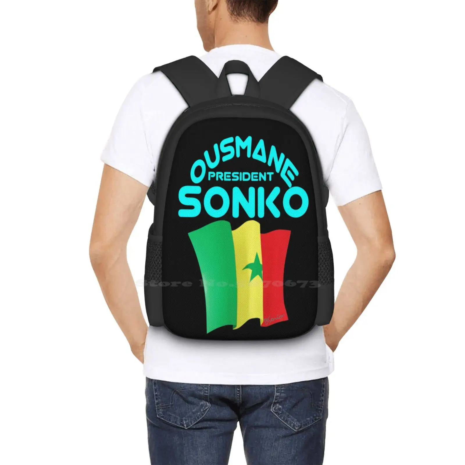 Ousmane-bolsas escolares de viaje para ordenador portátil, diseño de patrón de Sonko, Ousman, Presidente Ousmane, gastef, Sonko, Presidente Ousmane