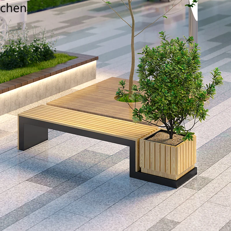 

YXY Outdoor stainless steel square public rest seat flower box commercial pedestrian street seat