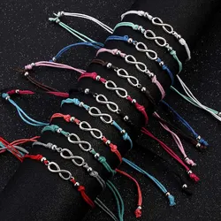12Pcs/set Antique Silver Color Infinity Symbol Tree Of Life Shape Charm Bracelet Set Cord Bangle For Women Men Jewelry Gifts