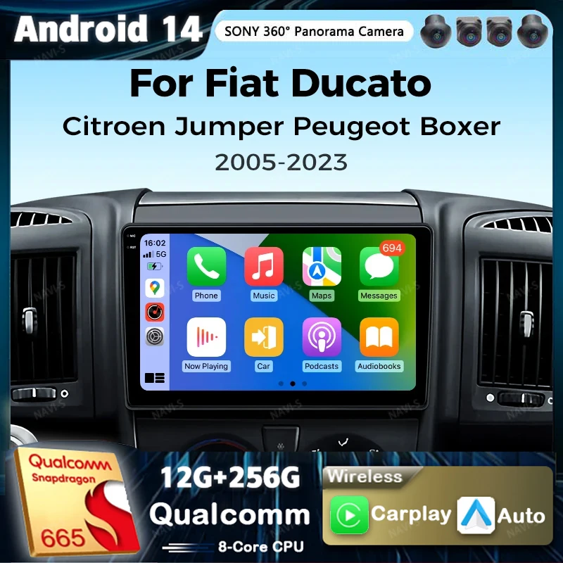 Android 14 Car Radio For Fiat Ducato 2005 - 2023 Citroen Jumper Peugeot Boxer Wireless Carplay Android Auto Multimedia Player BT