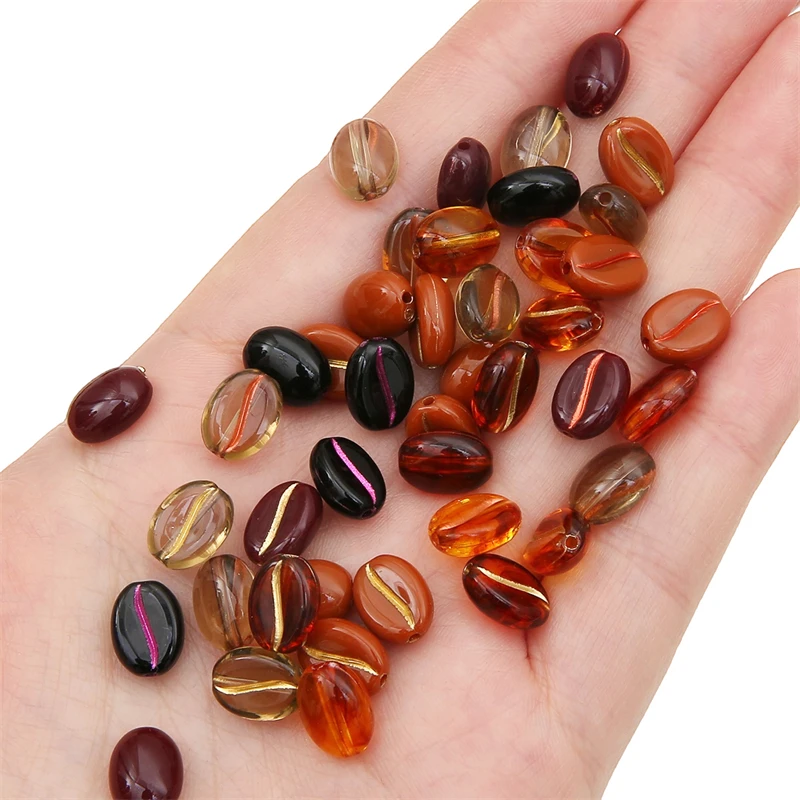 30pcs 11x8mm Hand Paint Acrylic Coffee Bean Beads for Necklace Bracelet Earring DIY Jewelry Making Loose Beads Accessories