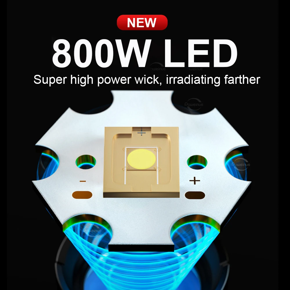 Most Powerful Flashlight Rechargeable LED Lamp High Lumen Tactical Flashlights Waterproof Zoomable Outdoor Camping Fishing Light