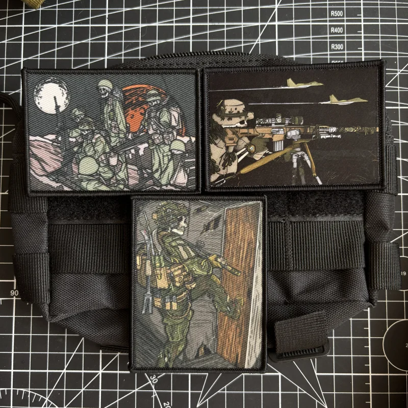 Taktyczna naszywka taktyczna z czaszką snajperską Ranger Soldier Morale Badge Printing Hook and Loop Military Armband Backpack Sticker — zdjęcie 3