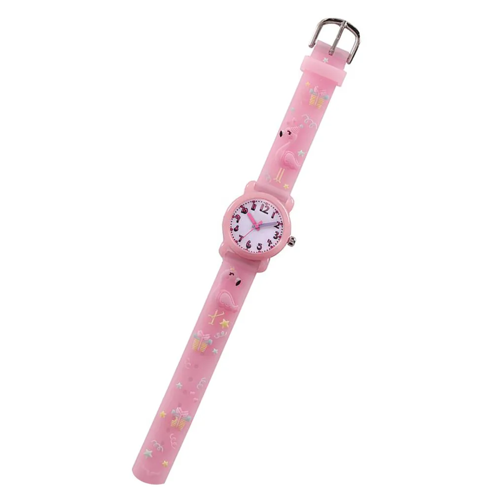 1Pcs Kids Watch Cartoon Flamingo Pattern Pink Waterproof Wristwatch Fashion Adorable Casual Child Gift Kids Watch