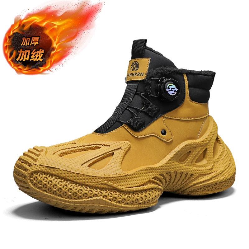 

Men's High Top Sneakers Winter 2025 Fleece Lined Chunky Dad Shoes Thermal Thick Sole Casual Sports Shoes