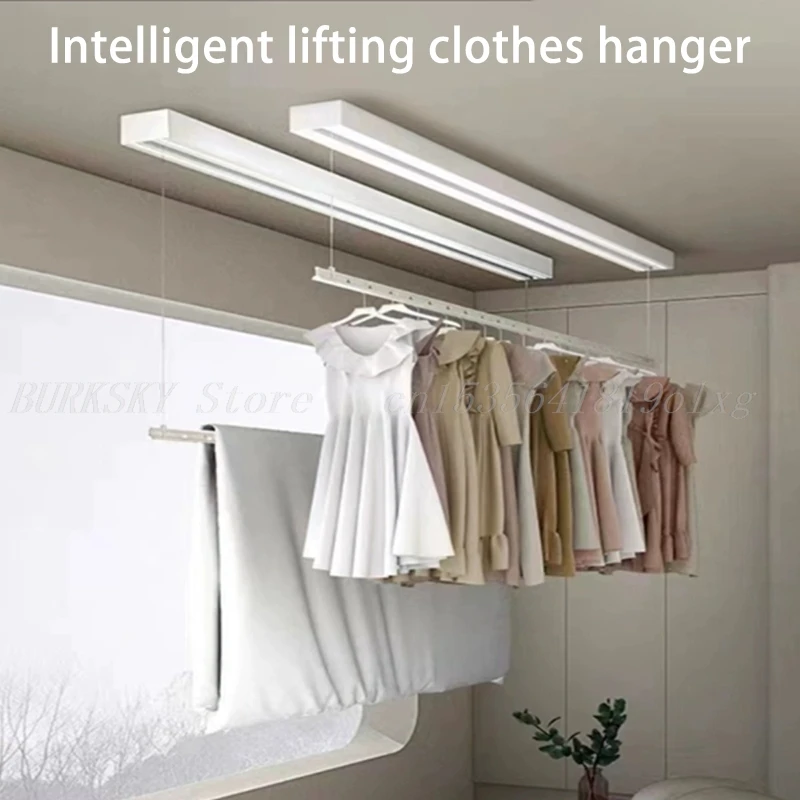 Electric Clothes Drying Rack Single Pole Balcony Remote Control Lifting Side Mounted Rack Household Automatic Clothes Drying