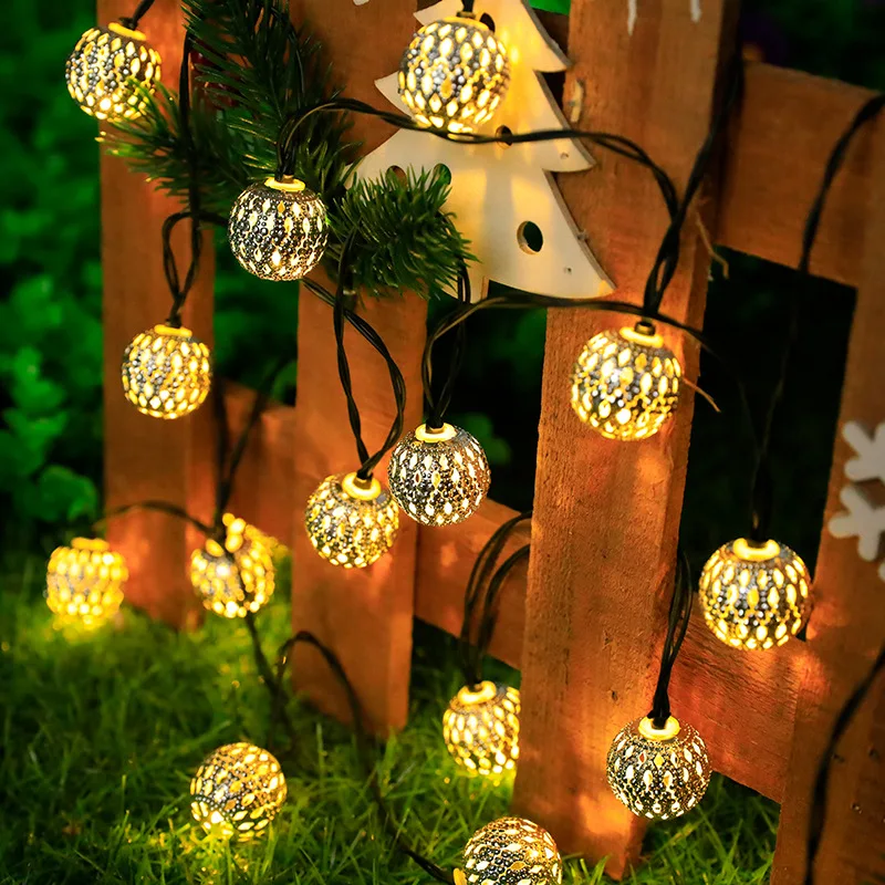 5-12m palla marocchina luci a stringa solare 100/50 LED fata globo lanterna impermeabile illuminazione decorativa per la festa in giardino di casa