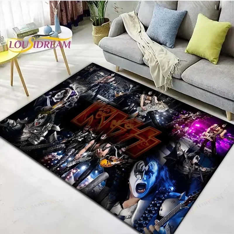 

Famous Music Heavy Metals Band KK-Kiss Printed Carpets Living Room Anti-Skid Area Rug Kids Bedroom Mats Yoga Mat Large Carpet
