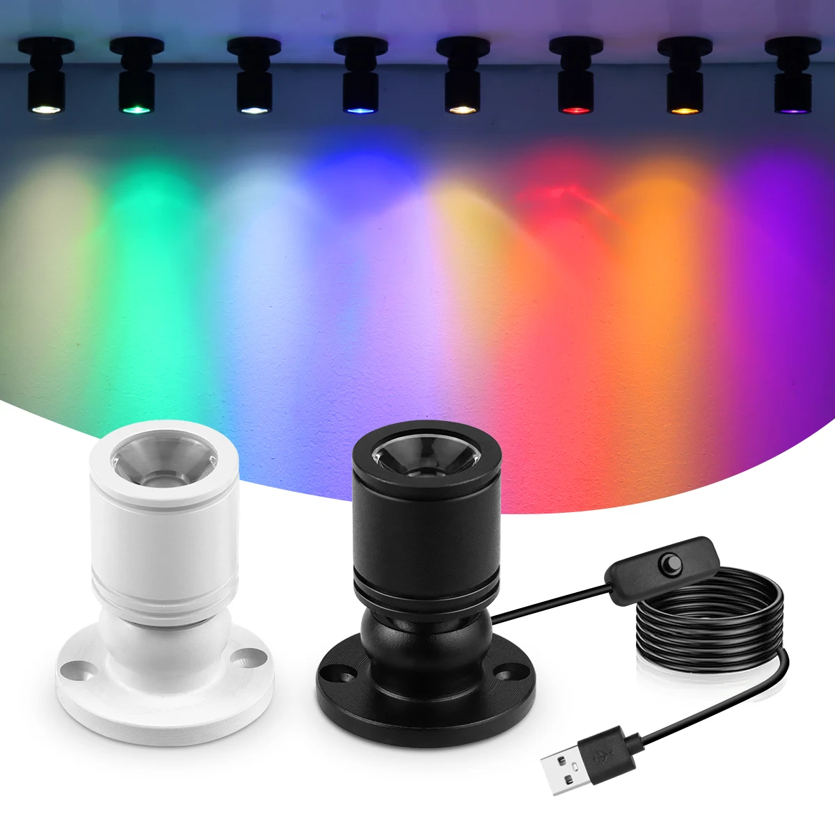 1W Led USB Spotlight With Swtich On/Off,5V USB Charging Port,Atmosphere Decor Lighting for Collectibles Anime Character Models