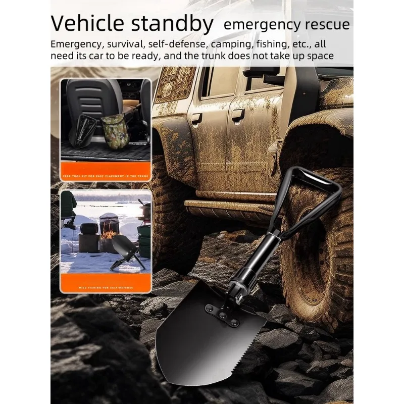 Multifunctional Folding Engineer Shovel – Portable Emergency Rescue Tool for Fishing, Planting & Outdoor Exploration