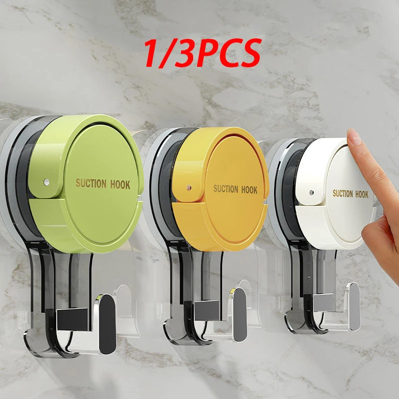 1/2/3/5PCS Wall Mounted Vacuum Suction Cup Hook No-Drilling Key Towel Hanger Hook for Bathroom Kitchen Removable Storage Hook