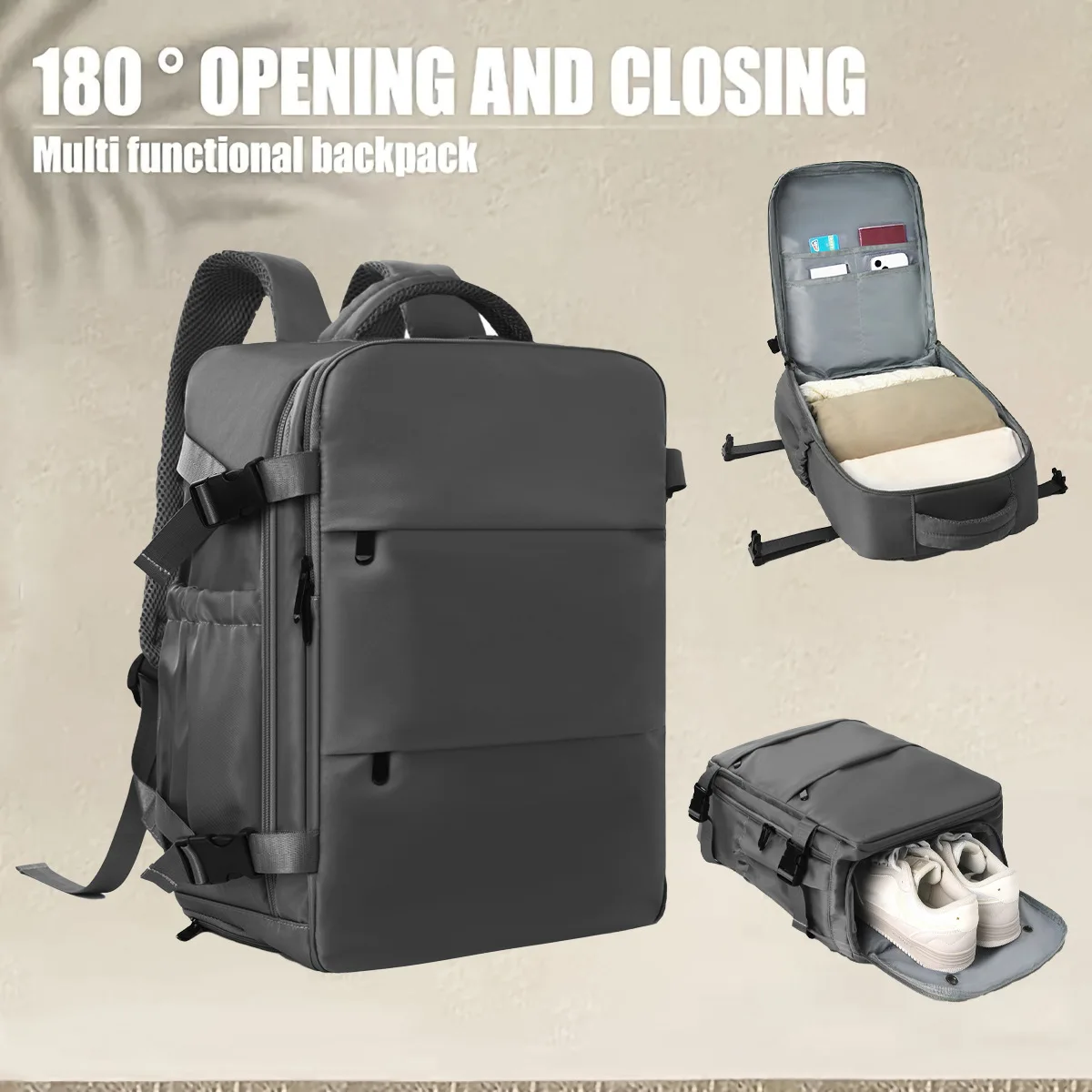 Oxford Fabric Travel Backpack Large Capacity Laptop Backpack Business Men Women Lightweight Flight Luggage Casual School Bag