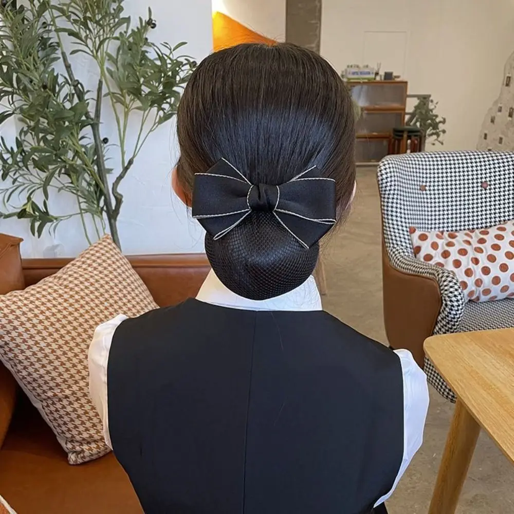 

Fashion Ribbon Bowknot Spring Clip Headwear Hairpin Bun Snood Hair Accessories Korean Style Nurse Hair Clip Office